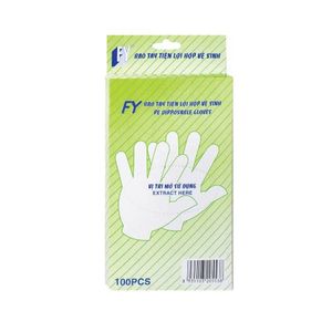 Bao tay nilon FY xanh lá, hộp 100 cái